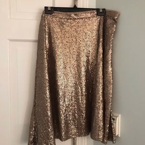 Gold sequin bias cut skirt